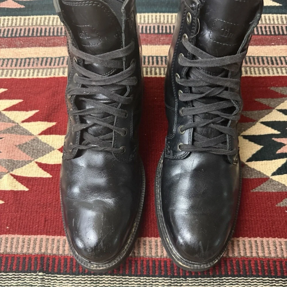 Timberland Britton Hill Waterproof Boots Sz 9.5 Black Leather Distressed Combat